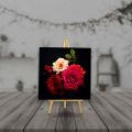 Colorful Rose Mini Canvas in  Small Size/ 6"X6" / Frame Stand / Photos/ Gift Items / Table Decoration. 