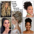 New Adjustable Hair Rope Black Puff Ponytail Hair Ties African Puffs Afro Hair Band for Black Women Pineapple Hairstyles. 