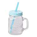 Colorful Glass Mason Jar Mug With Lid And Straw - 400ml Juice Cup For Smoothies, Ice Cream, And Cold Drinks. 