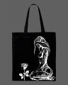 Minimalist Floral Silhouette Printed Tote Bag | Aesthetic Eco-Friendly Cotton Shoulder Bag -white, Black. 
