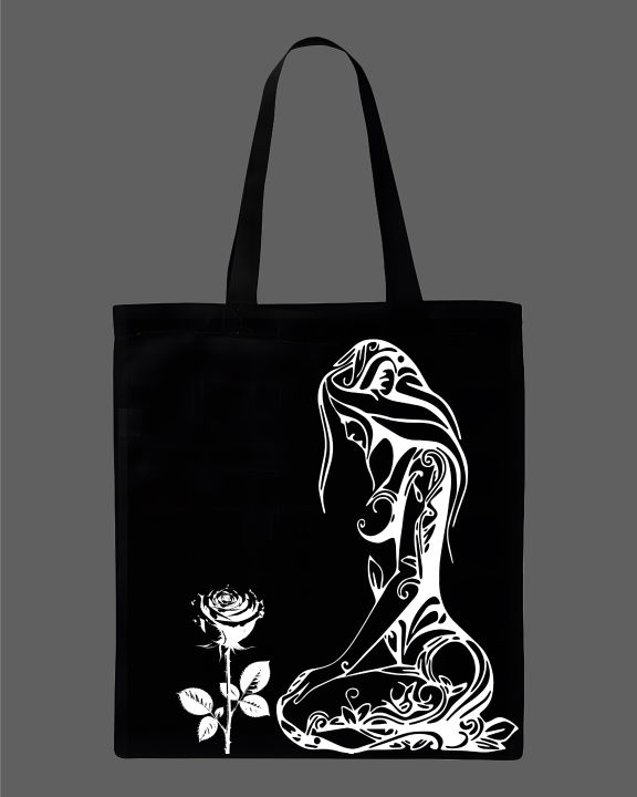Minimalist%20Floral%20Silhouette%20Printed%20Tote%20Bag%20%7C%20Aesthetic%20Eco-Friendly%20Cotton%20Shoulder%20Bag%20-white,%20Black%20-%20Image%203