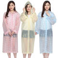 EVA Transparent Polka Dot Print Hooded Front Button Raincoat. 
