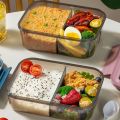 Container Plastic Microwave Plus Cutlery 2/3 Compartment Lunch Box with 2025 New Spoon and Fork Leak Proof Lunch Heat Tolerance Picnic Box Worker. 