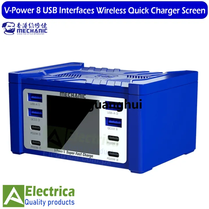 Xujiguanghui%20Super%20Fast%20Charger%20MECHANIC%20V-Power%208PRO%208%20Ports%20110W%20High-power%20for%20Mobile%20Phone%20Ipad%20Smart%20Watches%20LED%20Wireless%20Charging%20Tool%20by%20Electrica%20-%20Image%205