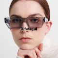 Difutagui Portable [ New ] Small square box in Sunglasses 2021 Plain Sunglasses 2025 for Women Fashion Hong Kong Style Comfort Trend Glasses. 