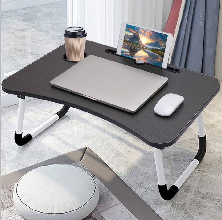Laptop%20Bed%20Table%20Foldable%20Lap%20Standing%20Desk%20with%20Cup%20Slot%20for%20Indoor/Picnic%20Tray%20-%20Image%202
