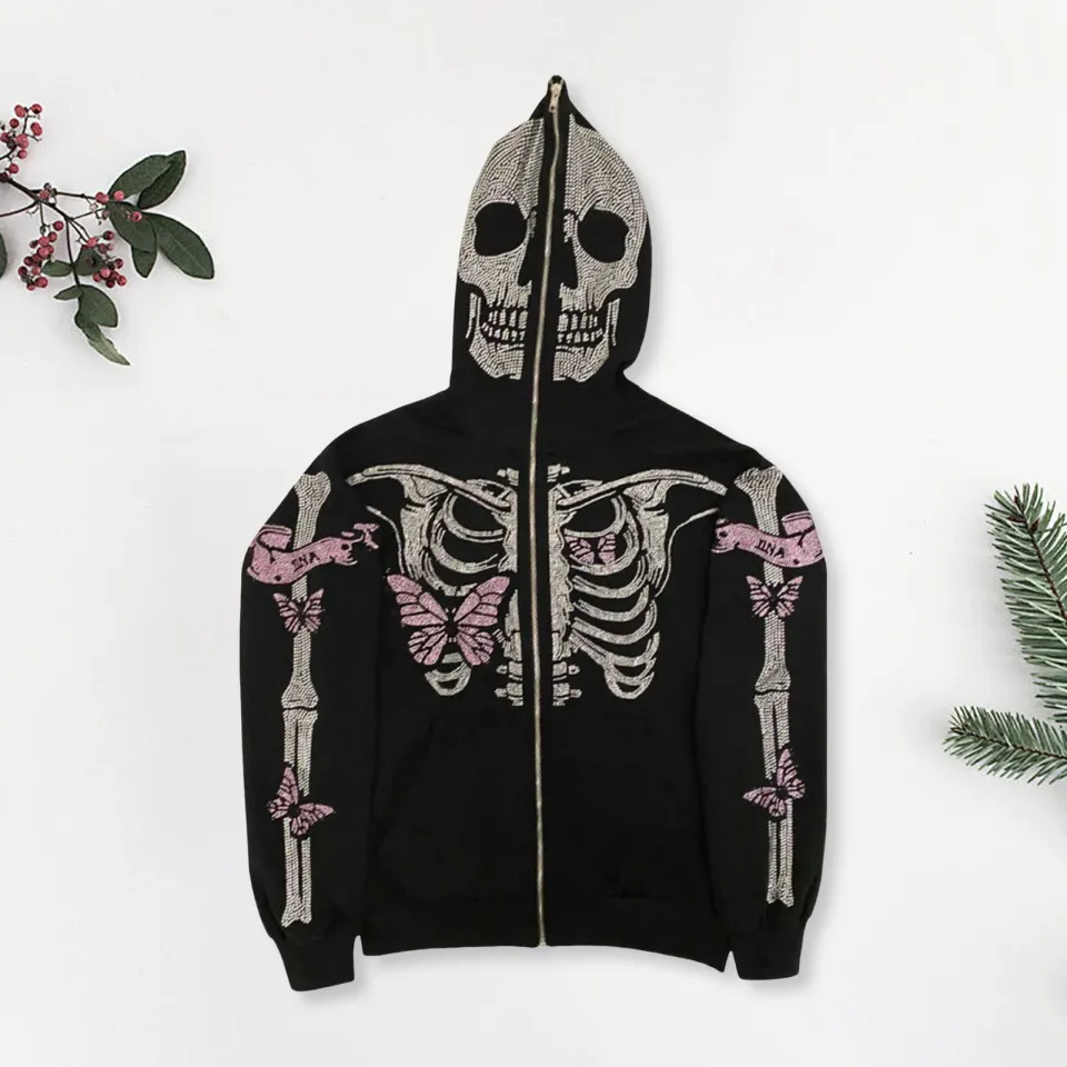 Skeleton Jacket Skeleton Bling Hoodie New Diamond Skeleton