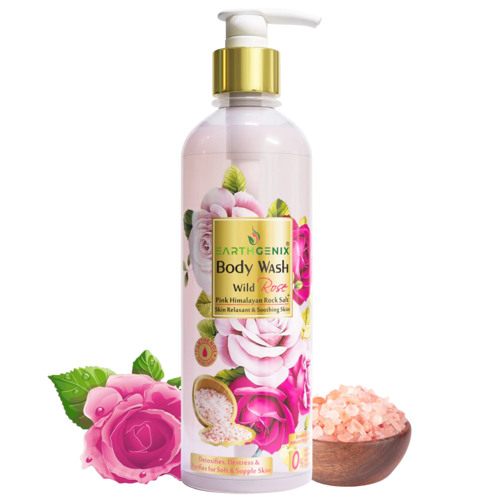 Earthgenix Body Wash Wild Rose With Pink Himalayan Rock Salt Shower Gel 500ml