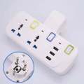 Cordless Universal Wall Multiplug With Individual Switches, USB Extension Board And LED Indicators (3 Socket, 2 USB & 1 Type-C Outlet). 