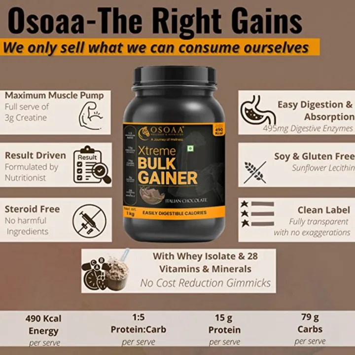 OSOAA%20Xtreme%201:5%20Bulk%20Gainer%20Protein%201kg%20Chocolate%20,8%20Serving%20%7C%20Easily%20Digestible%20Calories%20%7C%20Italian%20Chocolate%20Flavor%20-%20Image%203