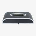 Black/Silver Color Leather Car Tissue Box. 
