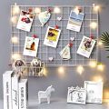 2 Foot * 1.5 Foot Steel Photo Collage Grid DIY Mesh Wire Frame | Metal Hanging Aesthetic Moments Photo Wall Décor for Home Living Room and Office. 