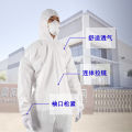 Full-body Disposable Coverall with Hood SMS Non-Woven Fabric SF Breathable Membrane Protective Clothing PP Dustproof Clothing Isolation Workwear. 