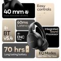 GoBoult Q Over Ear Bluetooth Headphones with 70H Playtime, 40mm Bass Drivers, Zen™ ENC Mic, Type-C Fast Charging, 4 EQ Modes, Bluetooth 5.4, AUX Option, IPX5 Wireless Headphones (Black). 
