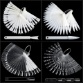 50PCS False Nails Tip Gel Nail Polish Color Chart Display Nature Clear Black Fan Shape Nails Art Tool For Practice Manicure. 