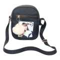 Black Korean Side Zippered Design Girl Printed Bag Crossbody Bag For Women. 