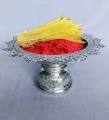 28cm Thai Silver Coated Aluminum Traditional Style Tray With Pedestal For Worship-Tika Thali. 