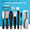 DISICHEN Special Pedicure Set Peeling And Exfoliating Calluses Foot Scrubbing Brush 10 in 1 Portable Stainless Steel Double-sided Foot Care Tools. 