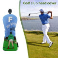 Oufeiton Green-friendly Golf Headcover Cartoon Print Golf Club Covers Set for Driver Fairway Woods Putter Premium Faux Leather Headcovers. 