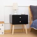Kamakhya Decor BLACK Beside Table Made of MDF Night Stand with 2 Drawers. 