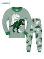Kid's Pajamas, T-rex Dinosaur Pattern Long Sleeve Top Pants Set, Comfy Casual Pj Set, Boy's Loungewear. 