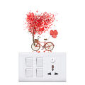 Artsy Home Bicycle and Tree of Hearts Light Switch Sticker. 