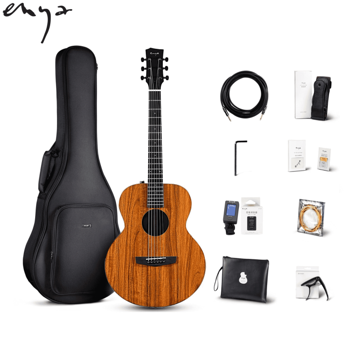 Enya EMX1E HPL 36 inch Travel semi acoustic Guitar with 15mm padded Bag