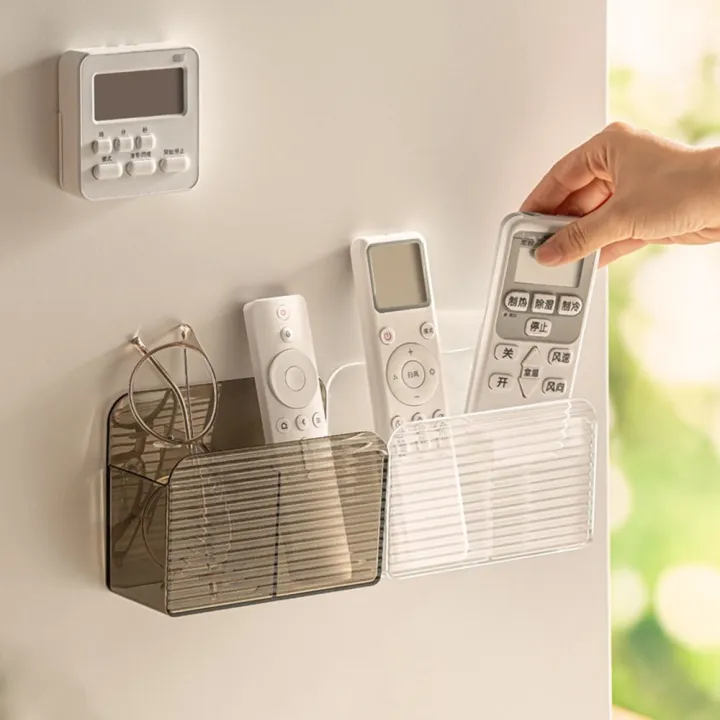 New%20Double%20Grid%20Remote%20Control%20Storage%20Box%20Wall-mounted%20Transparent%20Acrylic%20Shelfs%20Multi-function%20Desktop%20Storage%20Container%20-%20Image%203