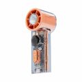 Outdoor Cooling Device 100 Gears Mini Pocket Turbo Fan Rechargeable Transparent Body Handheld Fan Adjustable Speeds with LED Light Neck Hanging Small Fan Travel. 
