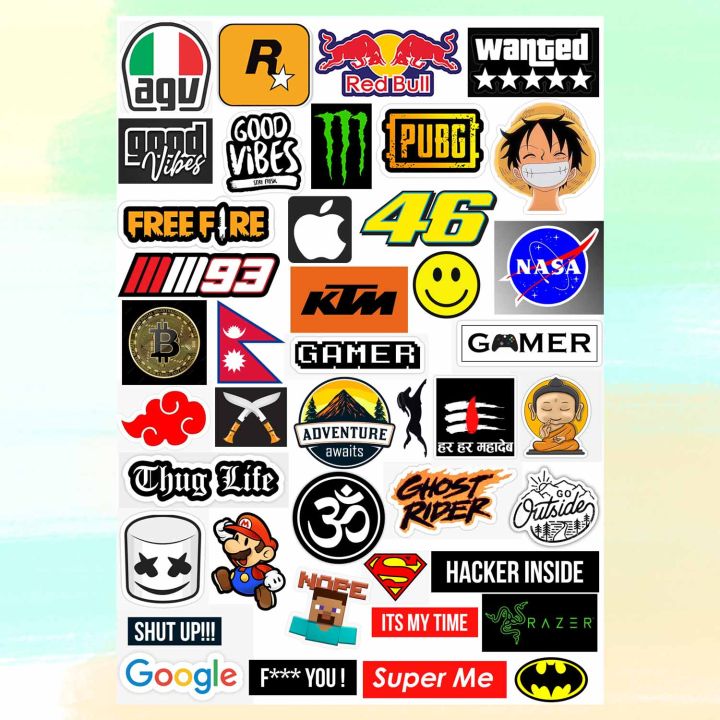 Stickers Pack for Bike, Car, Laptop, Cycle, Helmet, Cpu, Freeze water proof 42 pcs - Decorative Stickers |