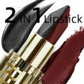 New 1PC Glitter Waterproof Two-tone Lipstick Matte Non-stick Pearlescent Diamond Lip Tint Red Black Brown Lips Makeup for Women Cosm. 