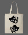 Cute Meow Cat Printed Tote Bag – Cat Design | Black, White. 