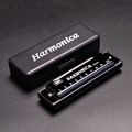 Portable Key of C 10 Hole Harmonica Metal Rectangle Diatonic Harmonica with Box Beginner Teaching Musical Instrument Students. 