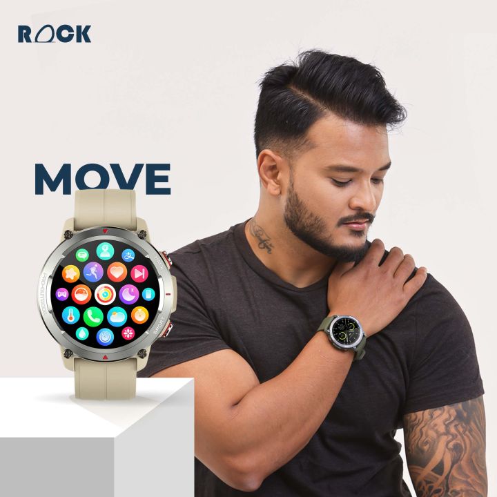 ROCK%20Move%20Smartwatch%20ll%201.43%E2%80%B3%20AMOLED%20display%20466%20x%20466%20ll%20Advanced%20SingleSync%20Bluetooth%20Calling%20ll%20Vcare,%2024/7%20Health%20Tracking%20Sensor%20ll%20%20100+%20sports%20modes%20ll%20SOS%20ll%20IP68%20Waterproof%20Smart%20Watch%20-%20Image%204