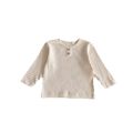 Kids baby solid color boneless pit strip long sleeve t-shirt autumn clothes new baby base shirt boys and girls round neck top. 