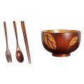 NAMUNY Wooden Portable Set Spoon fork Chopsticks Tableware Dinnerware with Wooden Salad Bowl for Salad, Noodle, Fruits. 