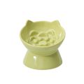 Food Dispenser Ceramic Cat Slow Food Bowl Cute Slanted Mouth Dog Feeding Basin Anti Tipping Creative Pet Drinking Feeder Kitten Puppy. 