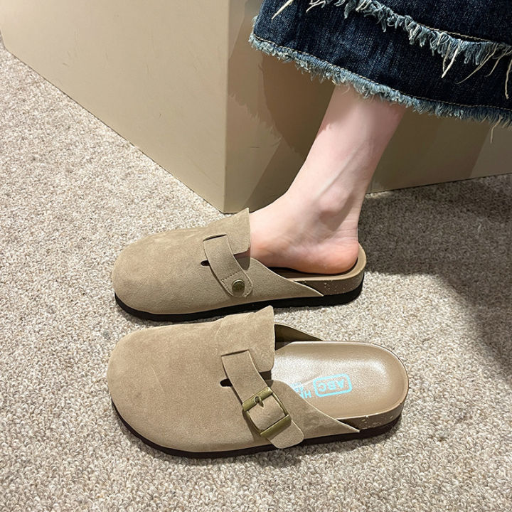 Birkenstock%20Half%20Slippers%202024%20Thick-soled%20Birkenstock%20Baotou%20Sandals%20and%20Slippers%20Women's%20Outwear%20Lazy%20Genuine%20Leather%20Cork%20Half%20Slippers%20-%20Image%202