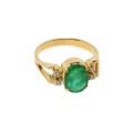 14K  Gold,With Emerald & Diamond Embellished Ring For Women. 
