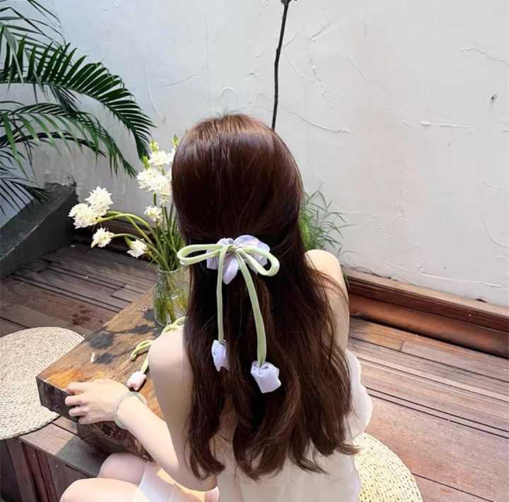 BLUE%20BELL=Tulip%20Flower%20Fringe%20Hair%20Ties%20Ribbons%20Scrunchie%20Hair%20Tie%20%20Hair%20Band%20Accessories%20-%20Image%202