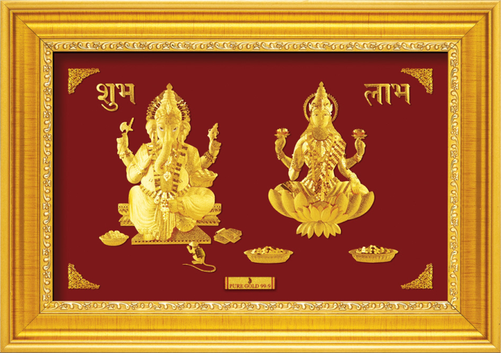 KGD Prima Art 2A7 Laxmi Ganesha - 24k Pure Gold Sheet 999 Artwork