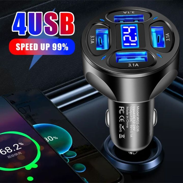 Car%20Charger%20Digital%20Display%20Fast%20Charging%2012-24V%20Smart%20Phone%20USB%20MultiPort%20Adapter%203.1A%20Mobile%20Charger%20Auto%20Interior%20Accessories%20-%20Image%202