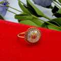 Gold Plated White/Red American Diamond Stone Studded Finger Ring For Women. 