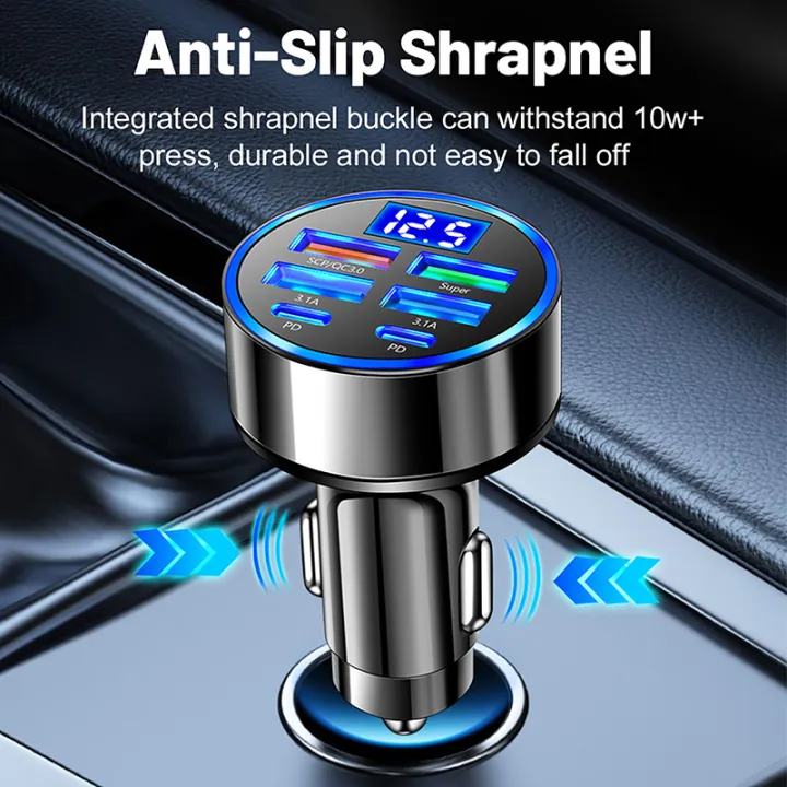 100W%206-Ports%20USB%20Type-C%20Car%20Charger%20With%20Voltage%20Display%20PD%20Fast%20Charging%20Power%20Adapter%20For%20Iphone%20Android%20Smart%20Phone%20Tablet%20-%20Image%203
