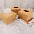 Square Shape Bamboo Tissue Box Holder Paper Napkin Dispenser Case. 