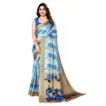 Mysa Fashions Floral Prints Silk Saree for Women - Blue Saree. 
