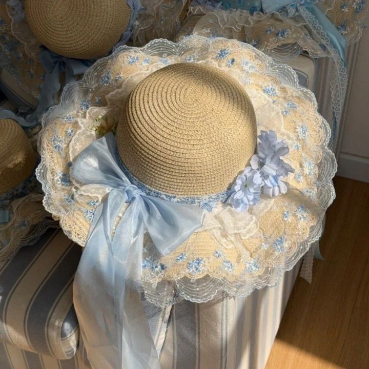 Lightweight%20Floral%20Design%20Woman's%20Straw%20Hat%20Breathable%20Sun%20Protection%20Cap%20UV%20Protection%20Elegant%20Women's%20Sun%20Visor%20Hats%20Summer%20Season%20-%20Image%206