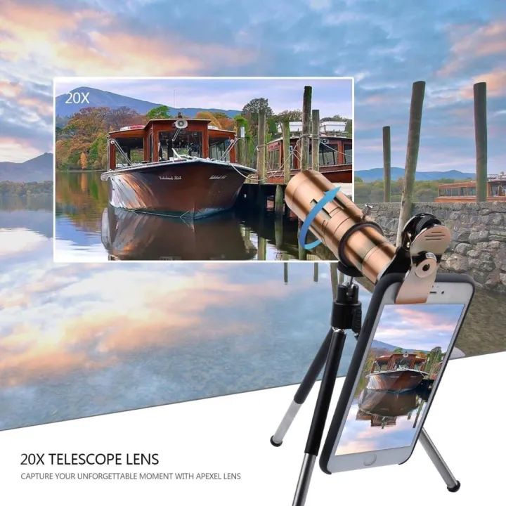 Phone%20Lens%2020X%20Zoom%20Telephoto%20Lens%20With%20Universal%20Clip%20And%20Mini%20Flexible%20Tripod%20For%20Most%20Smartphones%20-%20Image%202
