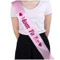 1 Pc Pink Baby Shower Satin Ribbon 'Mom To Be Sash' Shoulder Strap, Showing Words "Mom To Be" Party Props. 