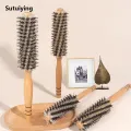 Sutuiying Natural Boar Bristle Roller Brush Barber Hair Roller Wood Hair New style Brush Round Barrel Hair Comb For Women Curly Hair Hairdressing. 